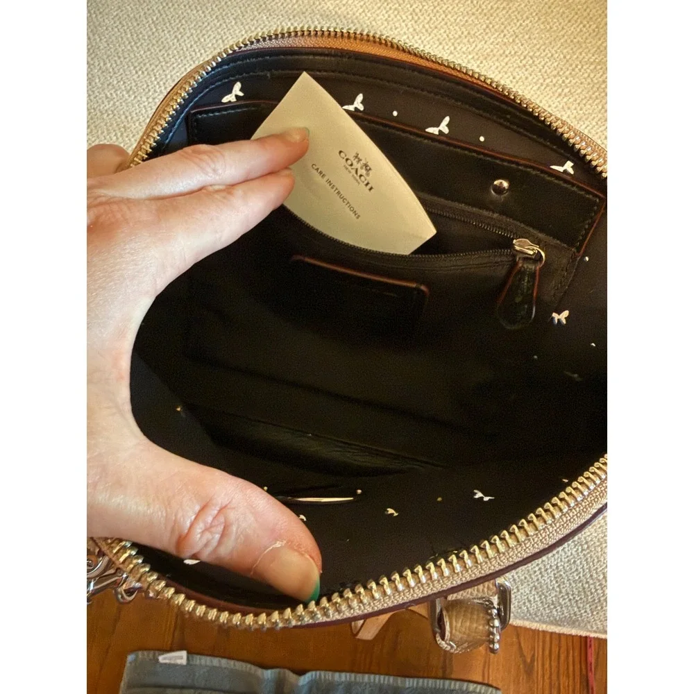 Coach Sierra Satchel Butterfly Laser Cut Beige Crossgrain Leather Dome Bag